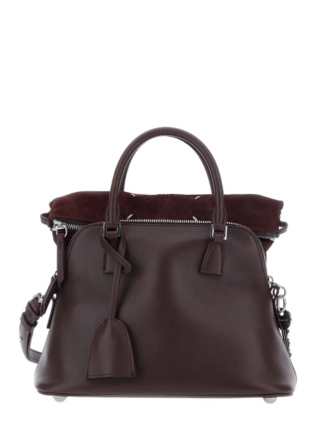 Geanta de mana Bordeaux Handbag with Adjustable and Removable Shoulder Strap in Leather for Women