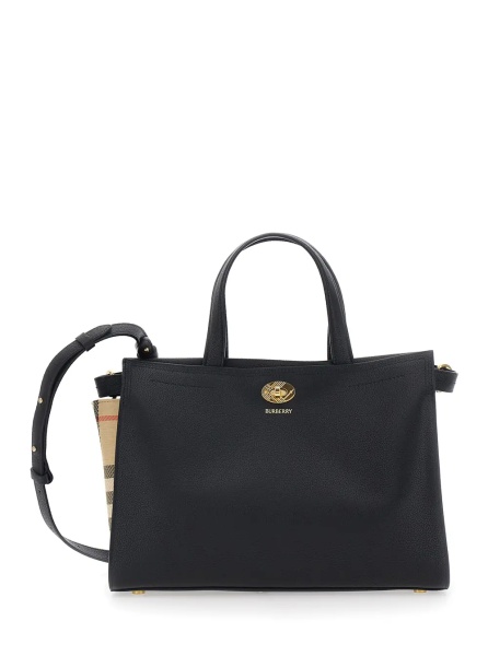 Geanta de mana 'Cotswolds' Black Handbag with Check detail on the side and adjustable and removable shoulder strap in leather for women