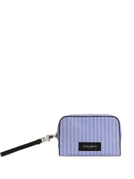 Geanta de mana Dolce & Gabbana albastra din bumbac si piele