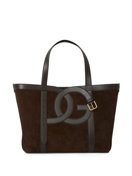 Geanta de mana Dolce & Gabbana maro din piele intoarsa