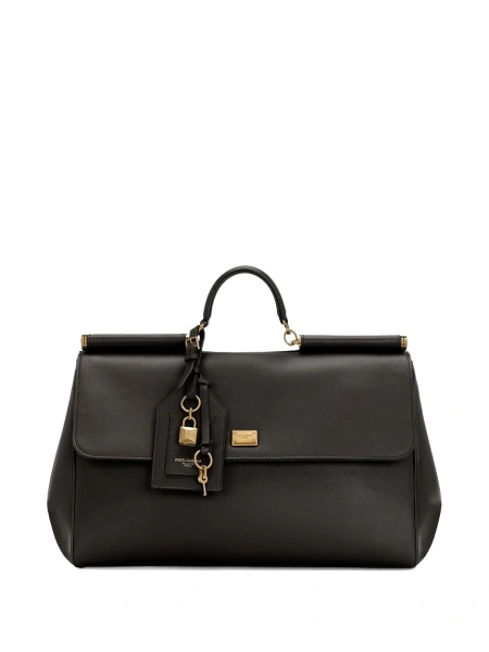 Geanta de mana Dolce & Gabbana neagra din pvc si piele