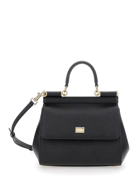 Geanta de mana Dolce & Gabbana 'Sicily' neagra din piele 'SICILY MEDIUM'