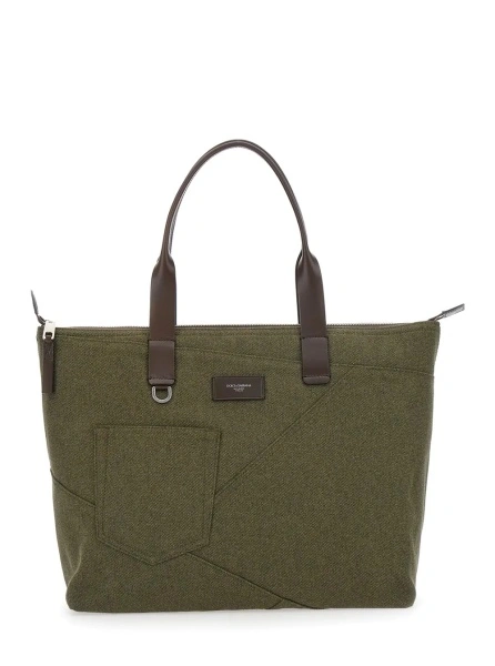 Geanta de mana Dolce & Gabbana verde din bumbac