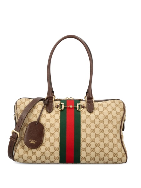 Geanta de mana Gucci neutra din material textil si piele