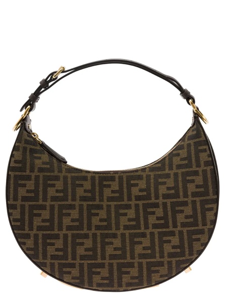 Geanta de mana Handbag 'Fendigraphy Small' with FF Motif in Brown Jacquard Fabric