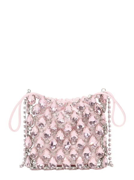 Geanta de mana Handbag 'PINK CRYSTAL CHAINMAIL MINI BAG' with rhinestone details - Tech Fabric - Pink - Women