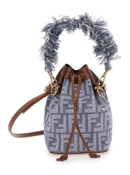 Geanta de mana 'Mon Tresor' Blue Mini Handbag with Fringed Handle and Adjustable and Removable Shoulder Strap in Cotton Bòemd Woman
