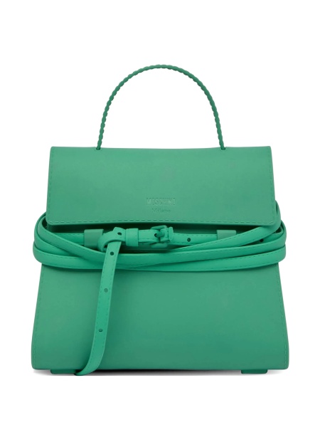 Geanta de mana Moschino verde din poliuretan