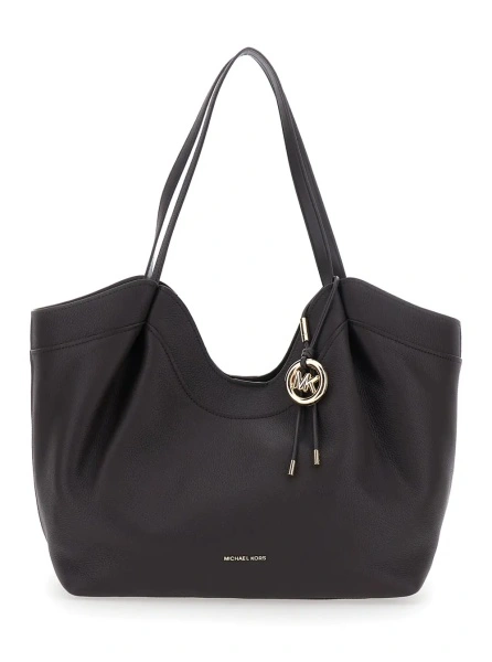 Geanta de mana 'Nolita' Brown Large tote bag with logo plaque on the front in leather for women