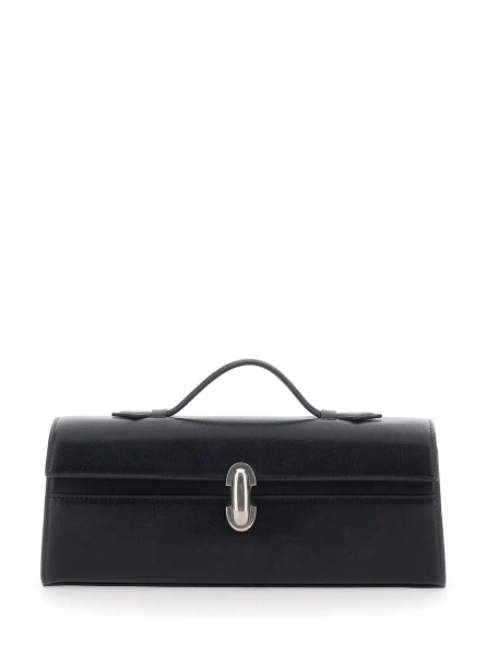 Geanta de mana 'Slim Simmetry' Black Handbag with Top Handle in Leather for Women