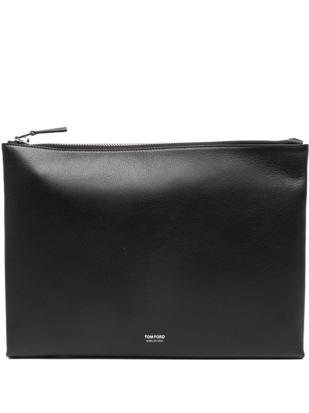 Geanta de mana Tom Ford neagra din piele si zamac