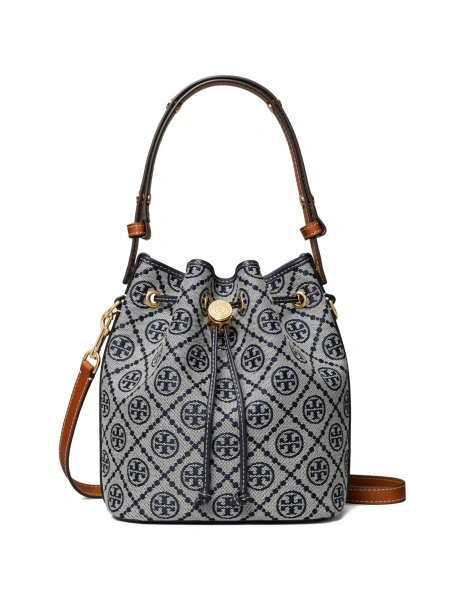 Geanta de mana Tory Burch albastra din bumbac si polyester