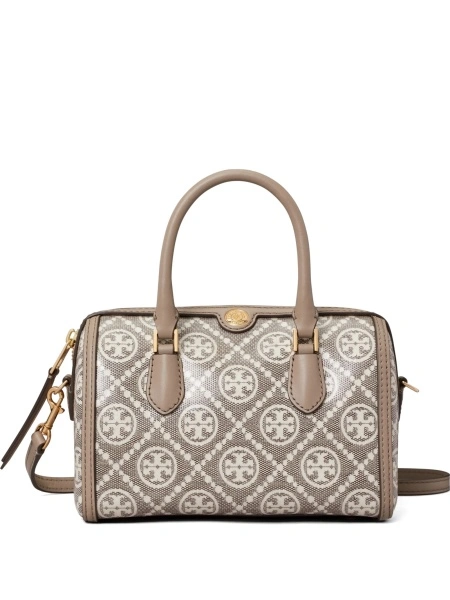 Geanta de mana Tory Burch gri din bumbac