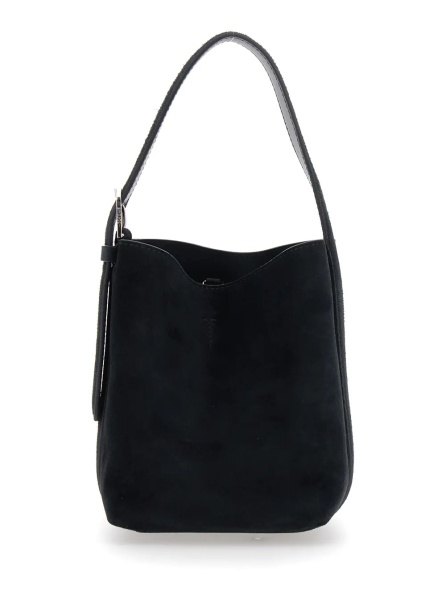 Geanta de mana TOTÊME 'Petite Belted' black Handbag with belt handle design in suede for women