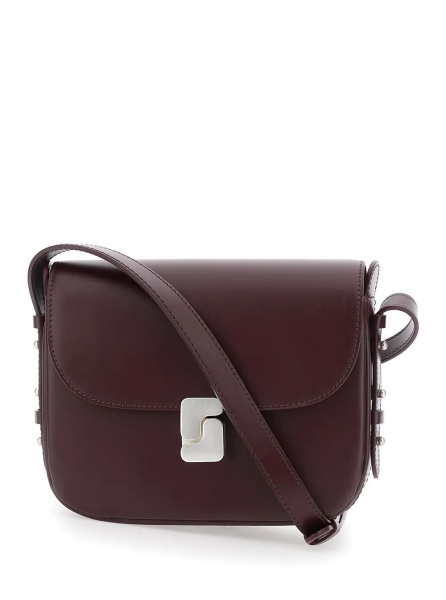 Geanta de umar 'Bellissima' Bordeaux Mini Crossbody bag with Adjustable and Removable Strap in Leather for Women
