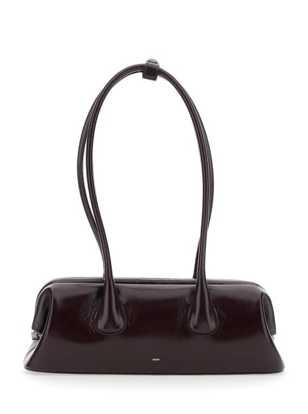 Geanta de umar 'Boat Wide' Bordeaux Mini Shoulder bag with Two Top Handles in Leather for Women