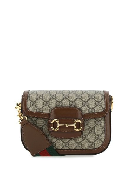 Geanta de umar Gucci Horsebit neutra din material textil si piele