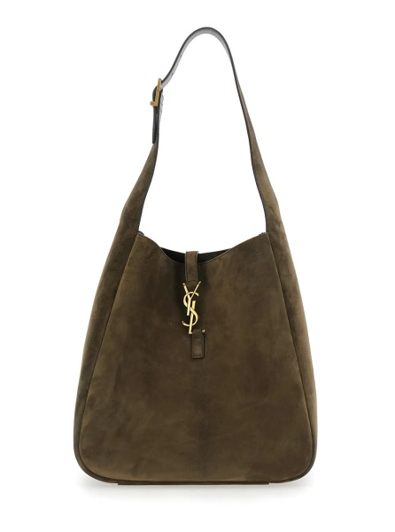 Geanta de umar 'Le 5 a 7' Green Shoulder bag with Triomphe Plaque on the Front in Suede Woman