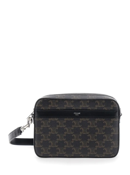 Geanta de umar 'MESSENGER SMALL' brown Crossbody bag with Triomphe motif all-over in fabric for men