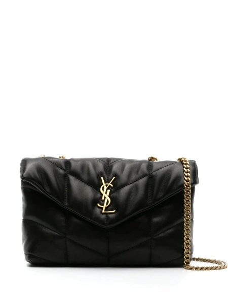 Geanta de umar Saint Laurent Puffer neagra din piele