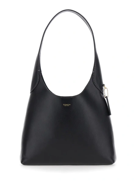 Geanta de umar Shoulder Bag 'Brooklyn Piccola' with logo lettering on the front in Black Leather for Women