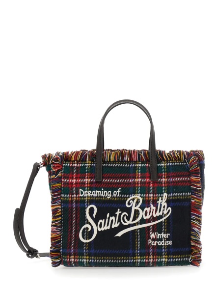 Geanta de umar Shoulder bag with tartan and patch in 100% polyester multicolor unisex