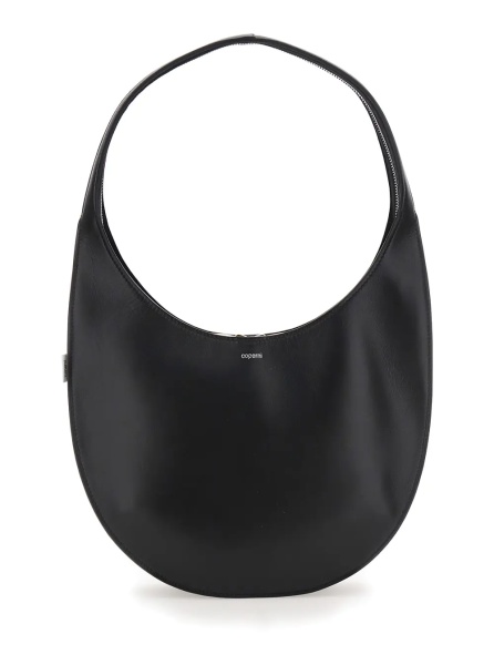 Geanta de umar 'Swipe Medium' Black Shoulder Bag with Logo on Front in Leather Woman