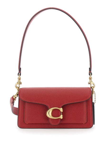Geanta de umar 'Tabby 20' Red Crossbody bag with Logo Plaque on the Front and Adjustable and Removable Strap in Leather for Women