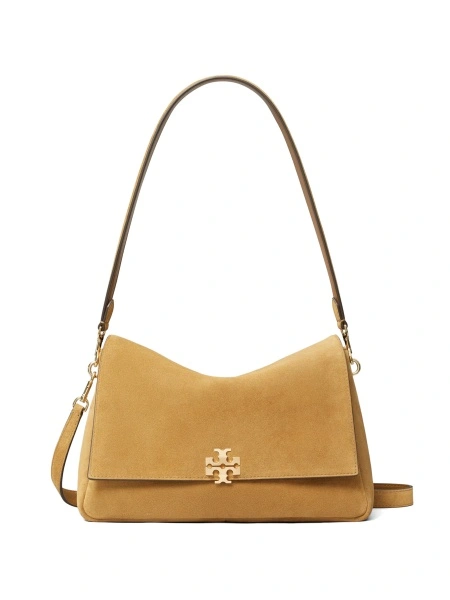 Geanta de umar Tory Burch neutra din piele intoarsa si piele