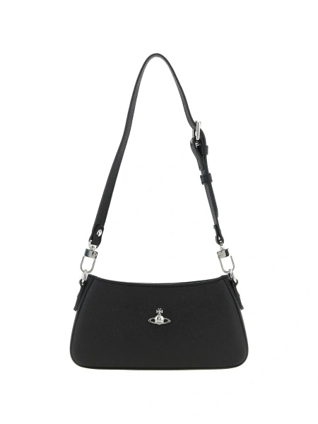 Geanta de umar Vivienne Westwood neagra din bumbac si poliuretan