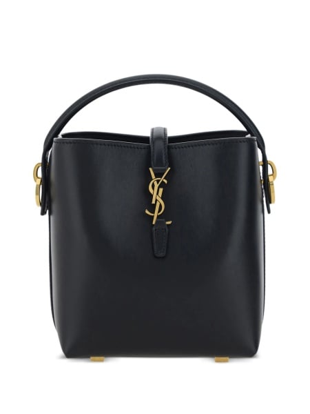 Geanta mini Saint Laurent neagra din piele si metal