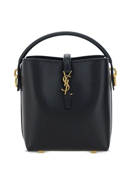 Geanta mini Saint Laurent neagra din piele si metal
