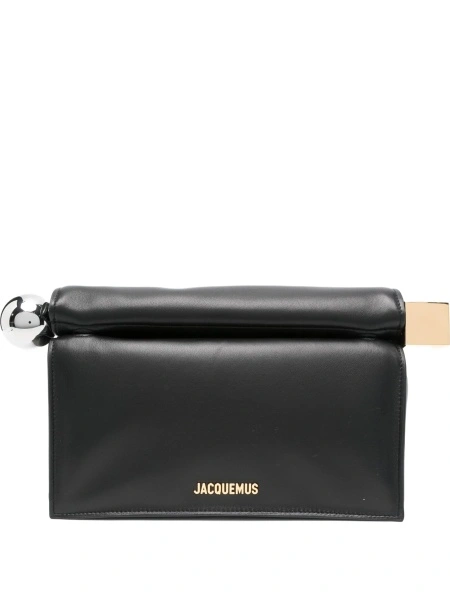 Geanta plic JACQUEMUS Rond Carré neagra din piele
