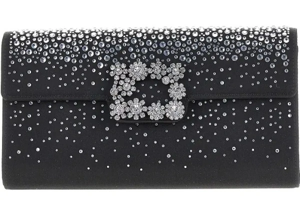 Geanta plic Roger Vivier neagra din satin