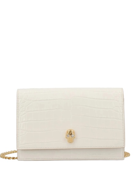 Geanta tip postas Alexander McQueen alba din piele