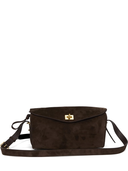 Geanta tip postas Balenciaga maro din piele intoarsa