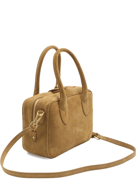 Geanta tip postas Golden Goose maro din piele intoarsa