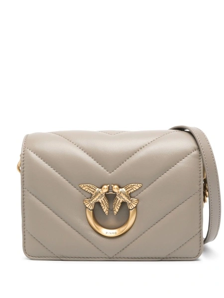 Geanta tip postas Pinko gri din piele