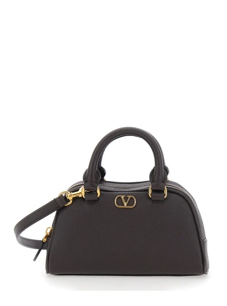 Genti Brown Mini bag with VLOGO metal on the front in leather for women