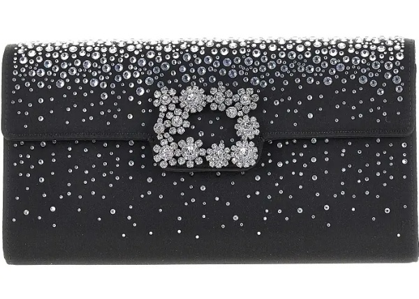 Genti 'Efflorescence' satin pouch with rhinestones