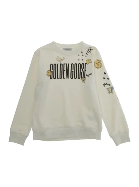 Hanorac GOLDEN GOOSE KIDS alb din bumbac