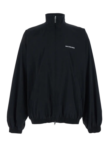 Hanorace Black High Neck Sweatshirt with Logo Lettering on Front and Rear in Tech Fabric Man