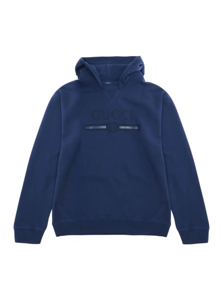 Hanorace blue Hooded sweatshirt with tone-on-tone logo in cotton for Boy