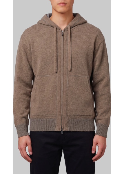 Hanorace Merino Wool Zip Sweatshirt In Taupe