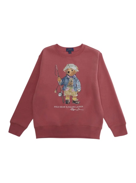 Hanorace Red Crewneck sweatshirt with logo on the front in cotton boy
