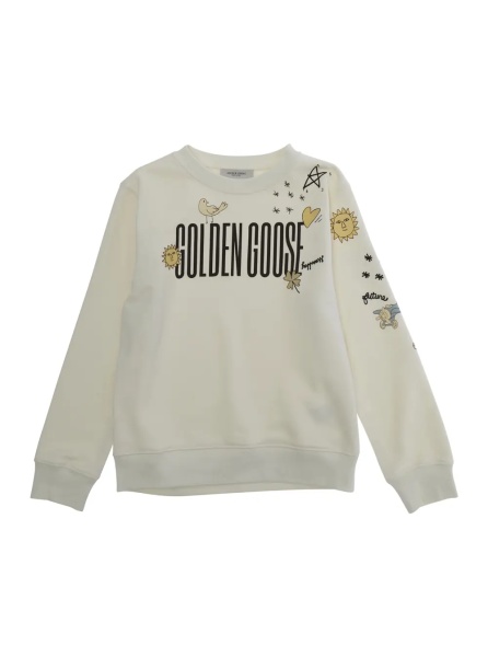Hanorace White Sweatshirt with All-over Prints and Logo on the Front in Cotton Boy