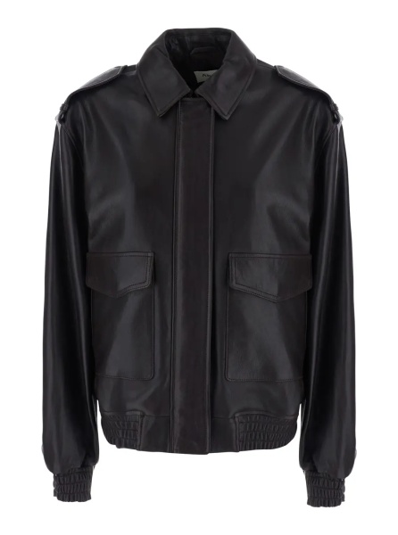 Jacheta 'Astra' Brown Jacket with classic collar and elasticated waist in leather for women