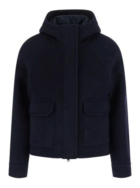 Jacheta blue jacket with removable inner vest in virgin wool and cashmere Women