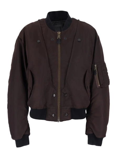Jacheta Brown Jacket with Reversible Design and Pocket on the Sleeve in Tech Fabric Women