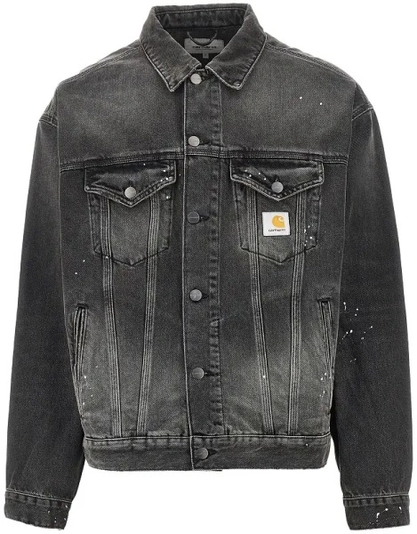Jacheta Carhartt neagra din denim 'Helston'